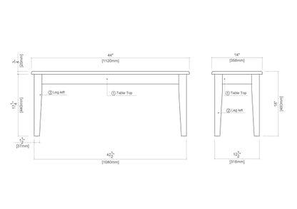 Boraam Shaker Backless Wood Bench - Cocoa Walnut - color: Cocoa Walnut