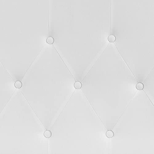 EMMA + OLIVER White Full Tufted Headboard | Adjustable Bed Rail Slots, Fabric Upholstered - color: White, size: Full