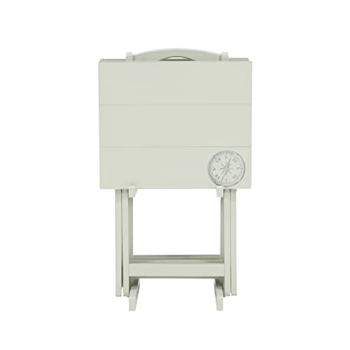 Linon Home Décor Atlas Compass Set Tray Table, Gray - color: Light Gray