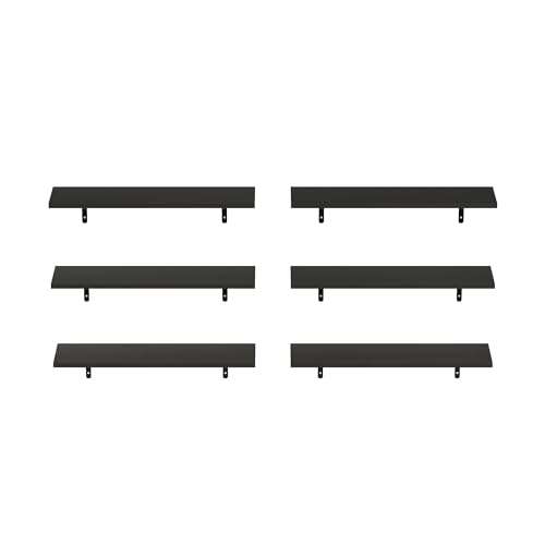 Furinno Rossi Floating Shelves for Wall Set of 6, 23-Inch Wall Shelf, Floating Shelf, Wall Mounted Shelves, for Bathroom, Bedroom, Living Room, Espresso - color: Espresso
