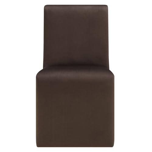Modway Emory Upholstered Dining Side Chair in Chocolate - Single Armless Slipper Chair - Padded Performance Velvet Accent for Dining Room, Kitchen - color: Chocolate