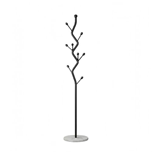 Black Tree Meta Coat Rack with Marble Base Freestanding Hall Tree | Multi-Hook Entryway Organizer for Hallway, Bedroom, Living Room (Black) - color: Black