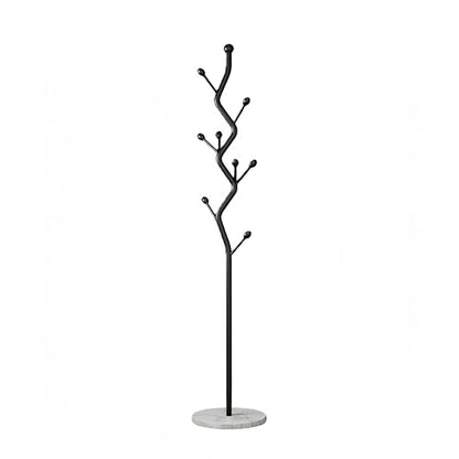 Black Tree Meta Coat Rack with Marble Base Freestanding Hall Tree | Multi-Hook Entryway Organizer for Hallway, Bedroom, Living Room (Black) - color: Black