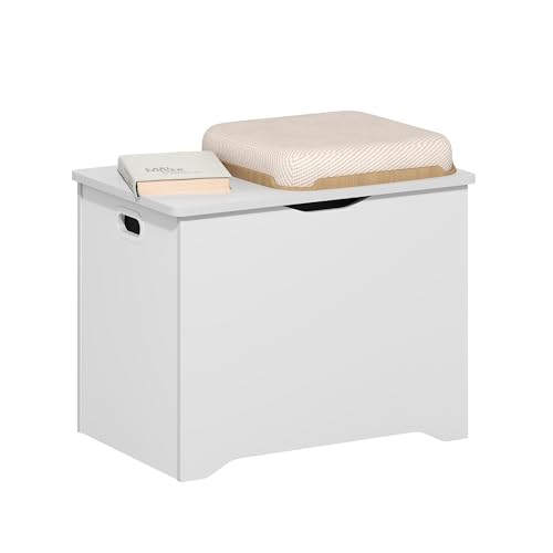 Furinno Basic Storage Chest, Storage Bench with Safety Hinged Soft Closed Lid, Storage Box, 15.6 x 23.6 x 18, for Living Room, Bedroom, Entryway, White - color: White, size: Lift-up Lid