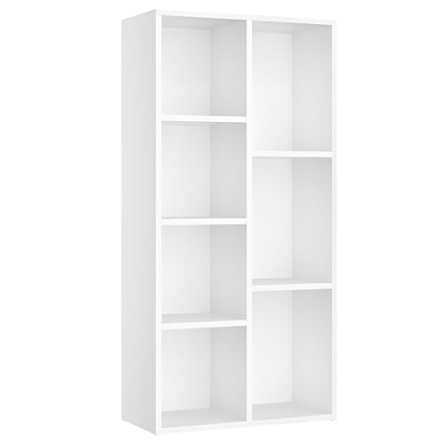VASAGLE Bookcase Cube Shelf with 7 Compartments, 9.4 x 19.7 x 41.9 Inches | Bookshelf storage shelf, Cloud White, CUSTOS Collection, ULBC27WT - color: Cloud White, size: 7 Cubes (9.4"D x 41.9"H), style: 1 Pack