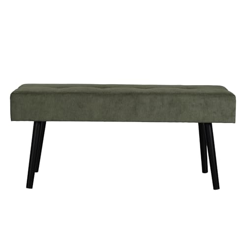 Comfy to go Entryway Bench - Green Bench for Bedroom, Modern Ottoman End of Bed, Corduroy Padded Benches for Living Room, Foyer, Mudroom, Hallway - 39" L x 14" W x 17" H | Corduroy Padded Benches for Living Room, Foyer, Mudroom, Hallway - 39" L x 14" W x