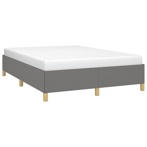Queen Size Upholstered Bed Frame, Dark Gray Polyester Fabric Platform Bed with Sturdy Engineered Wood Slats, Modern Low Profile Bed Base, No Box Spring Needed - color: Dark Gray, size: Queen & 13.8"
