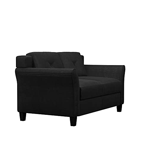 Studio Living Harrington 57.9" Loveseat, Transitional Modern, Pocket Coil Comfort, Easy Assembly, Microfiber Fabric, Black - color: Black, size: Loveseat