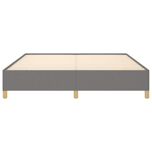 Queen Size Upholstered Bed Frame, Dark Gray Polyester Fabric Platform Bed with Sturdy Engineered Wood Slats, Modern Low Profile Bed Base, No Box Spring Needed - color: Dark Gray, size: Queen & 13.8"