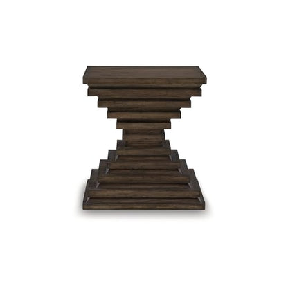 Signature Design by Ashley Hannodream Square End Table, Warm Brown | Fully assembled contemporary base, Solid hardwood, rustic oak veneer and MDF substrates, 22-inch square top for living room - color: Warm Brown