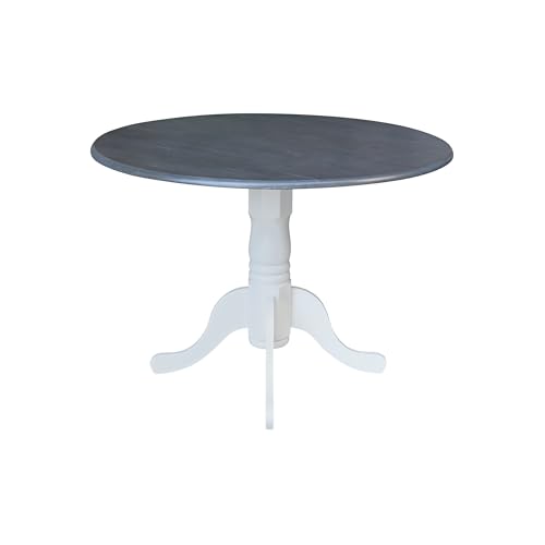 International Concepts Inch Dual 42 Drop Leaf Dining Table, White/Heather Gray - color: White/Heather Gray
