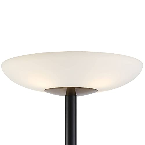 Meridian Light Blaster 72" Tall Black 4-Light Torchiere Floor Lamp | Modern Style LED Antique Brass Metal White Glass Shade for Living Room Reading House Bedroom Home Office - color: Black