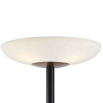 Meridian Light Blaster 72" Tall Black 4-Light Torchiere Floor Lamp | Modern Style LED Antique Brass Metal White Glass Shade for Living Room Reading House Bedroom Home Office - color: Black