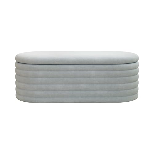 Storage Ottoman Bench 40 inch Upholstered Chenille Fabric Storage Bench for Bedroom End of Bed Stool Aesthetic Large Storag Ottoman for Living Room Entryway,Light Grey | Chenille Fabric Storage Ottoman, End of Bed Stool,Large Bench Hidden Storage,No Assem