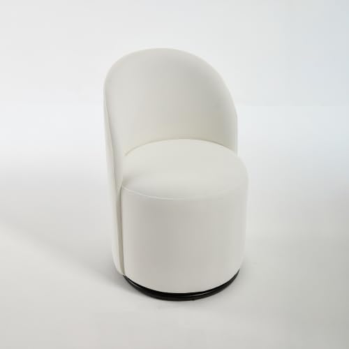 Penau Swivel Barrel Chair, Cream Velvet, Round Accent Seat | Velvet Upholstery, 360 Degree Swivel, Foam Cushion, Compact Indoor Seating, Dining Or Vanity Use