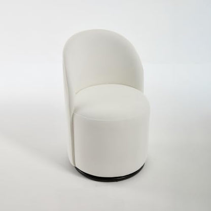 Penau Swivel Barrel Chair, Cream Velvet, Round Accent Seat | Velvet Upholstery, 360 Degree Swivel, Foam Cushion, Compact Indoor Seating, Dining Or Vanity Use