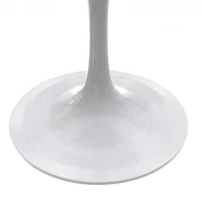 LeisureMod Verve Modern Round Dining Table,Tabletop with Pedestal Base, Contemporary Kitchen & Dining Room Table, Mid-Century Breakfast Nook Table (White Base, White Resin) - color: White Resin, size: 27 inch Wide