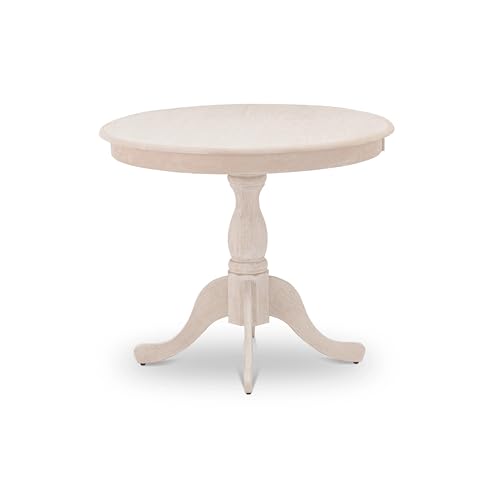 East West Furniture AMT-ABC-TP Antique Modern Kitchen Table - a Round Dining Table Top with Pedestal Base, 36x36 Inch, Butter Cream - color: Butter Cream