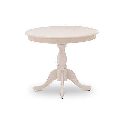 East West Furniture AMT-ABC-TP Antique Modern Kitchen Table - a Round Dining Table Top with Pedestal Base, 36x36 Inch, Butter Cream - color: Butter Cream