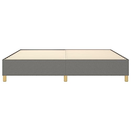 Full Size Bed Frame Upholstered Platform Bed, Dark Gray Polyester Fabric, Modern Low Profile Mattress Foundation with Durable Wood Slats Support - size: Full Bed