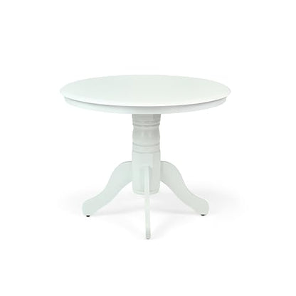 Round Solid Wood Dining Table 38.5'' D with Pedestal Base, Kitchen Round Table for 2 and 4 Persons, Restaurant Table, White Color - color: White