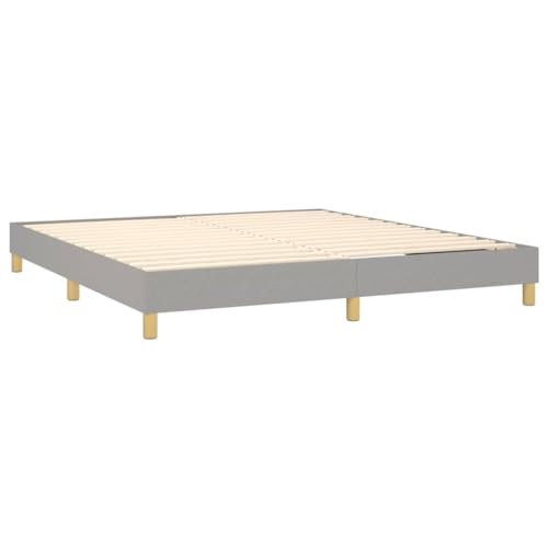 King Size Bed Frame Upholstered Platform Bed, Modern Light Grey Fabric Bed Base, Sturdy Engineered Wood Construction with Support Legs, Easy Assembly - size: King
