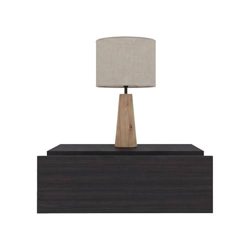 FM FURNITURE Vienna 1 Drawer Floating Nightstand, Wall Mounted Bedside Table with Open Storage Shelf, Modern Bedroom Furniture, Dark Brown Finish - color: Black