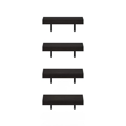 Furinno Tanna Floating Shelves for Wall Set of 4, 15-Inch Wall Shelf, Triple Thick Floating Mounted Shelf, for Bathroom, Home Office, Living Room, Tobacco Oak - color: Tobacco Oak
