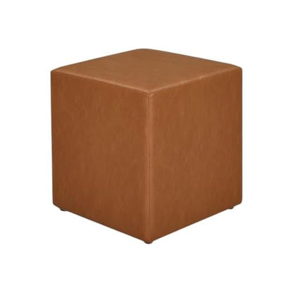 Studio Living Warren 18" Cube Ottoman, Urban Transitional, Fully Assembled, Vegan Leather Fabric, Carmel - color: Caramel