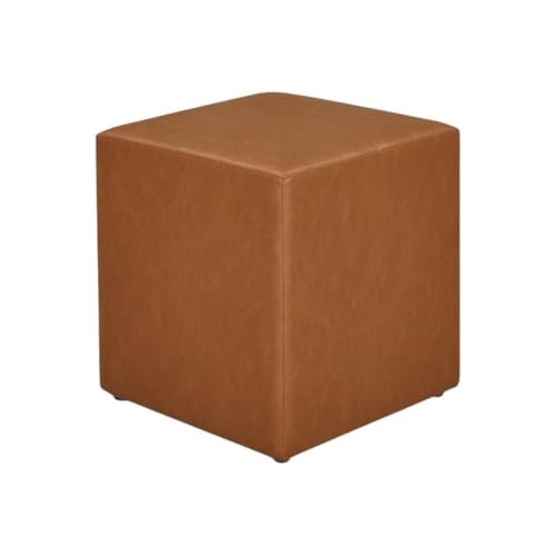 Studio Living Warren 18" Cube Ottoman, Urban Transitional, Fully Assembled, Vegan Leather Fabric, Carmel - color: Caramel