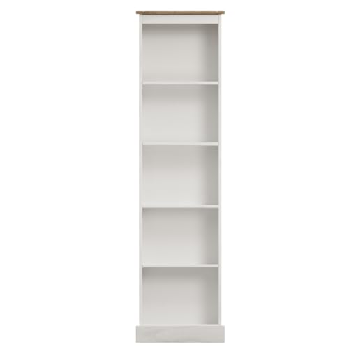 Wood Bookcase Tall Narrow Corona Snow - color: White