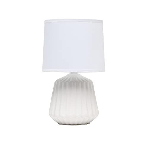 Simple Designs LT1120-OFF Petite Mini Pleated English Ceramic Base Table Lamp, Off White