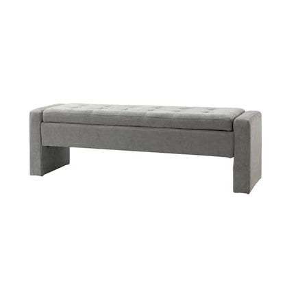 55" Modern Upholstered Storage Bench with Tufted Seat, Fabric Ottoman Bench for Bedroom, Entryway, or Living Room, Soft Close Hinge,Grey - color: Grey