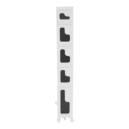 5 Tiers Slim Bathroom Storage Cabinet, 15.7" L X 6.3" W X 46.5" H Slim Rolling Cart, 66.14 Lbs Load-Bearing Capacity Narrow Storage Cabinet for Living Room, Kitchen, Bathroom, Office - size: 15.7" L X 6.3" W X 46.5" H
