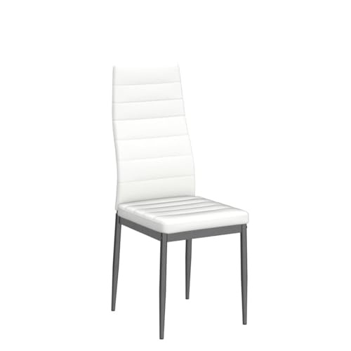 Karl home White Dining Chairs Set of 4, PU Leather & High Back | Kitchen chairs with padded seats & foot cap protection for dining kitchen living room,300lbs capacity,space-saving - color: White, size: Set of 4