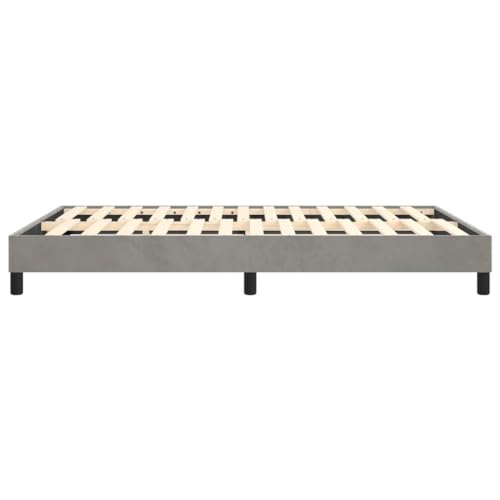 Queen Size Upholstered Bed Frame, Modern Velvet Platform Bed with 9.8 Inch Clearance, Sturdy Engineered Wood Base, Light Gray - color: Light Gray, size: Queen & 9.8"