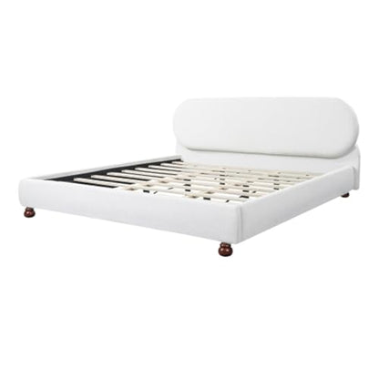 Relaxing Upholstered Bed Frame with Rounded Padded Headboard, Supportive Slats, Wooden Legs