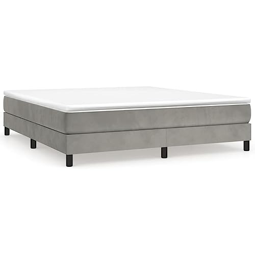 King Size Bed Frame, Upholstered Platform Bed with Soft Velvet Fabric, Modern Low Profile Bedroom Furniture, Durable Engineered Wood Construction, Light Grey - color: Light Gray, size: King & 9.8"