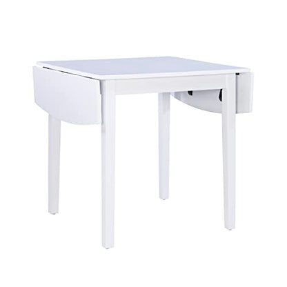 Torino Three Piece Drop Leaf Dining Set in White with Beige Upholstered Seats by Linon - color: White Set