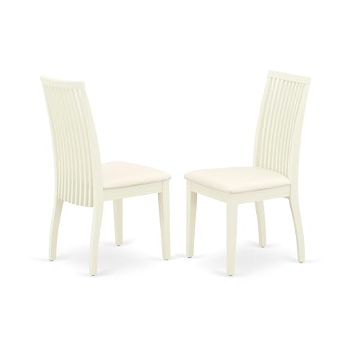 East West Furniture ANIP3-LWH-C 3 Piece Kitchen Table Set for Small Spaces Contains a Round Dining Table with Pedestal and 2 Linen Fabric Dining Room Chairs, 36x36 Inch, Linen White - color: Anip3-lwh-c