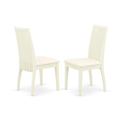 East West Furniture ANIP3-LWH-C 3 Piece Kitchen Table Set for Small Spaces Contains a Round Dining Table with Pedestal and 2 Linen Fabric Dining Room Chairs, 36x36 Inch, Linen White - color: Anip3-lwh-c