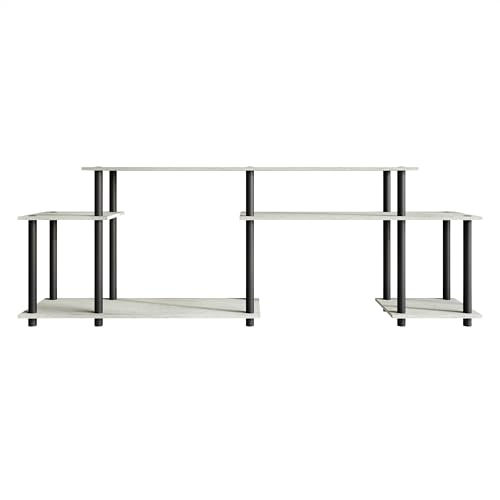 Simple 3-Tier TV Stand with Open Storage Shelves, for TVs up to 50", Light Grey - color: Light Grey