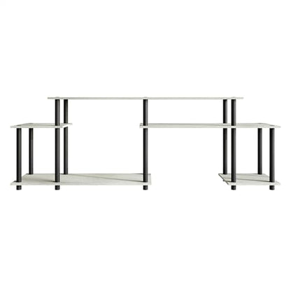 Simple 3-Tier TV Stand with Open Storage Shelves, for TVs up to 50", Light Grey - color: Light Grey