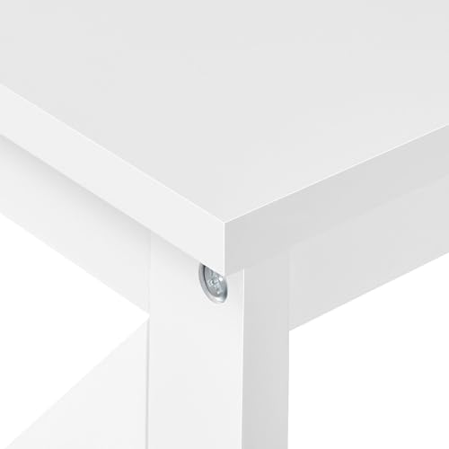 Yaheetech 42"L White Console Table 3-Tier Narrow X-Frame Open Storage Shelf | Sofa Table for Entryway, Hallway and Living Room, Slim 14" Depth, Powder-Coated MDF, 88 lb Top Load, Easy Assembly - color: White