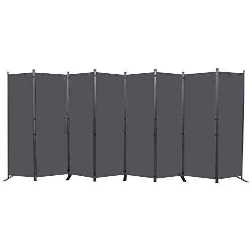 Room Divider, 8 Panel Folding Privacy Screens with Wider Feet, Grey | 176" W X 71" H Room Divider Panel, Stable Frame Structure, Flexible Space Separator, Portable wall divider for Room Partition - color: Grey, size: 22"- 8 Panel