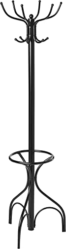Tangkula Coat Rack Freestanding, 75 Inch Heavy Duty Metal Hanger Stand with Umbrella Holder, Entryway Hat Jacket Hanger with 12 Hooks for Scarf Crutch Bag, Standing Coat Tree Rack (Black)