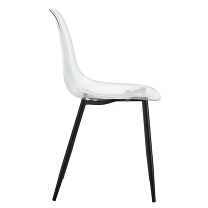 Baysitone Clear Dining Chairs Set of 10, Modern Kitchen Chairs with Transparent Seat, Acrylic Accent Side Chairs with Plating Metal Legs for Dining Room, Kitchen, Living Room with Black - color: Black, size: Set of 10