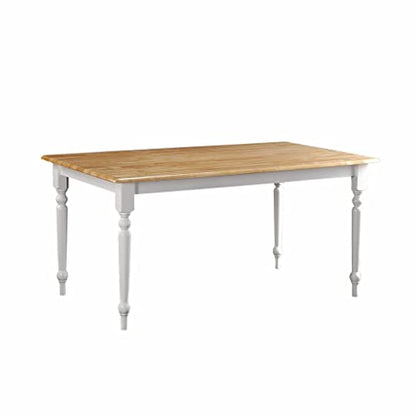 Boraam Farmhouse Table, White/Natural - color: Cream/Natural, size: 36 in. W x 60 in. D x 30 in. H