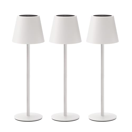 3 Pack Cordless Table Lamp, Portable Battery Operated Lamp with 3 Color Temps and Stepless Dimming, Rechargeable Table Lamp for Dinner, Desk, Cafe, Outdoor (White) - color: White, size: 3 Pack