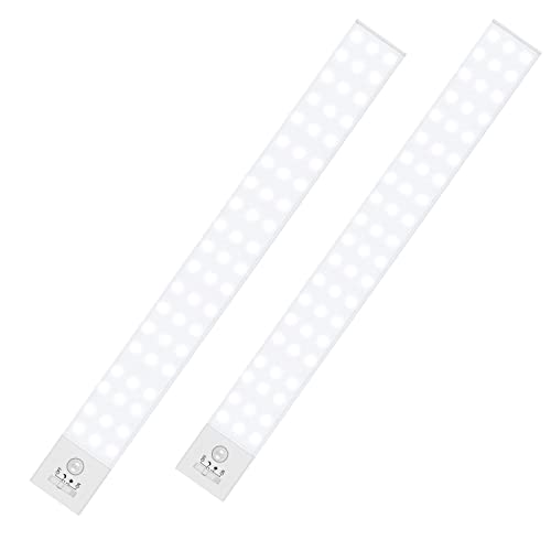 BLS 60 LED Closet Lights Battery Powered LED Lights, Super Bright Under Cabinet Lighting, Wireless Motion Sensor Light Indoor, 2400mah Rechargeable Battery Operated Lights, 120 Days Run Time (2 Pack) - color: 5500K Daylight White-13 inches-2 Pack